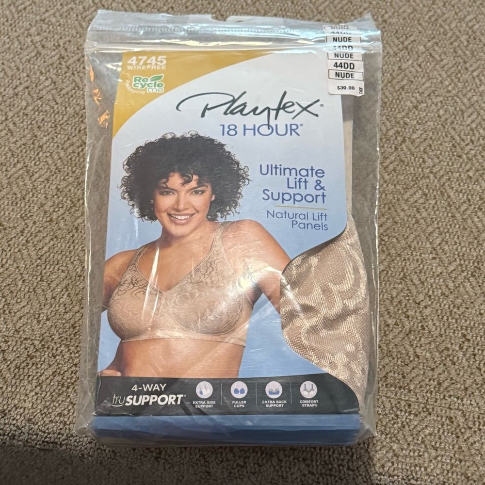 Playtex 18 Hour Ultimate Lift & Support 4745 Wirefree 44DD Nude Bra NWT - Picture 2 of 7